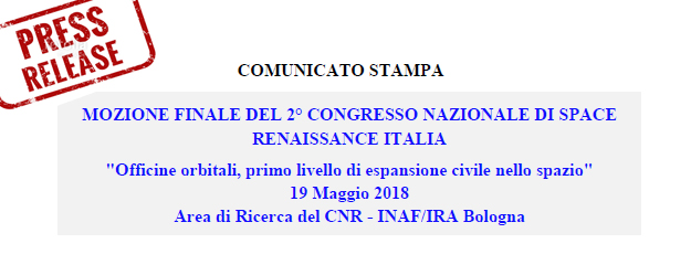 Mozione finale del 2ndo Congresso Nazionale di Space Renaissance Italia